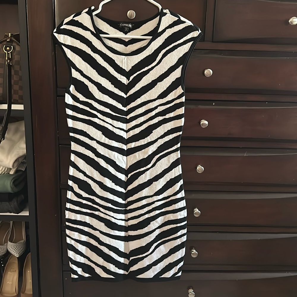 Express bodycon black and white dress